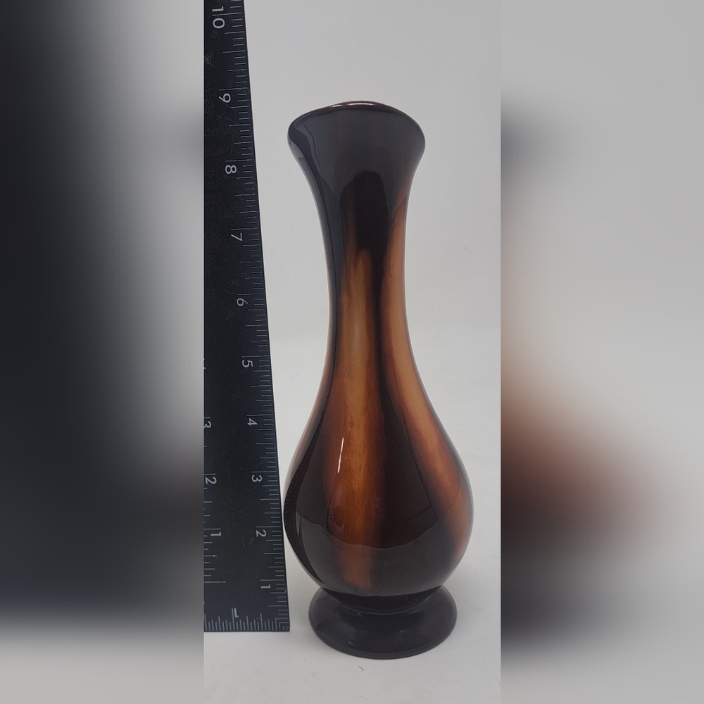 Huronia Pottery Bud Vase Pitcher Glaze Brown & Caramel Native Indian Canada 9" - Picture 11 of 11